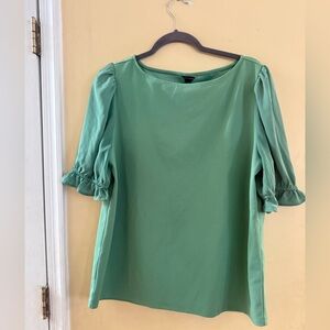 Ann Taylor Green Puff Sleeve Blouse, large